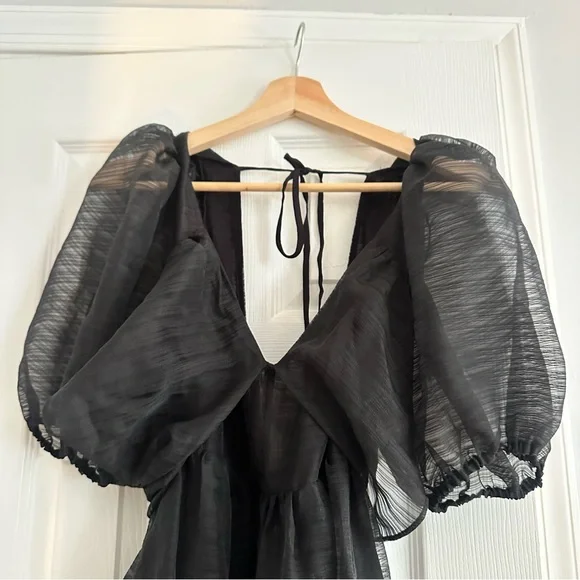 Free People Black Sheer Midi Dress - Picture 2 of 9